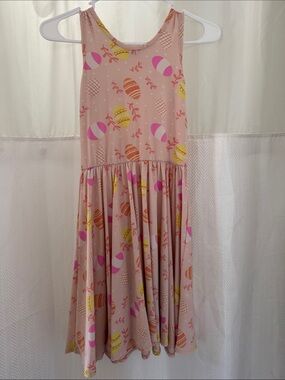 Dot Dot Smile Pink Sleeveless Egg-Print Twirl Dress